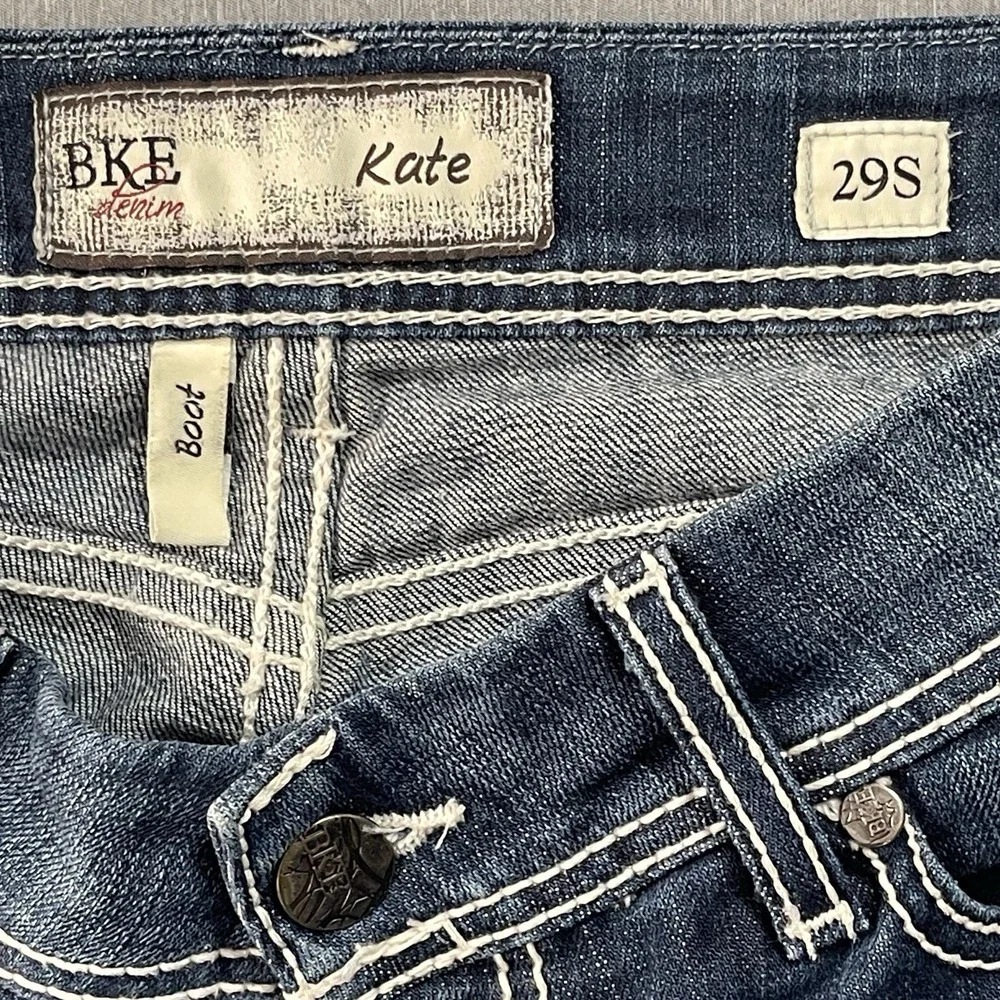 BKE‎ Women Jeans 29S Blue Kate Bootcut Contrast Stitch Low Rise Western Cowgirl
